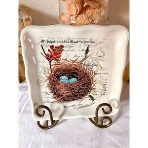 Effetti d'Arte Square Ruffled Edge Plate Handmade In ITALY 7.25" Robins Egg Nest